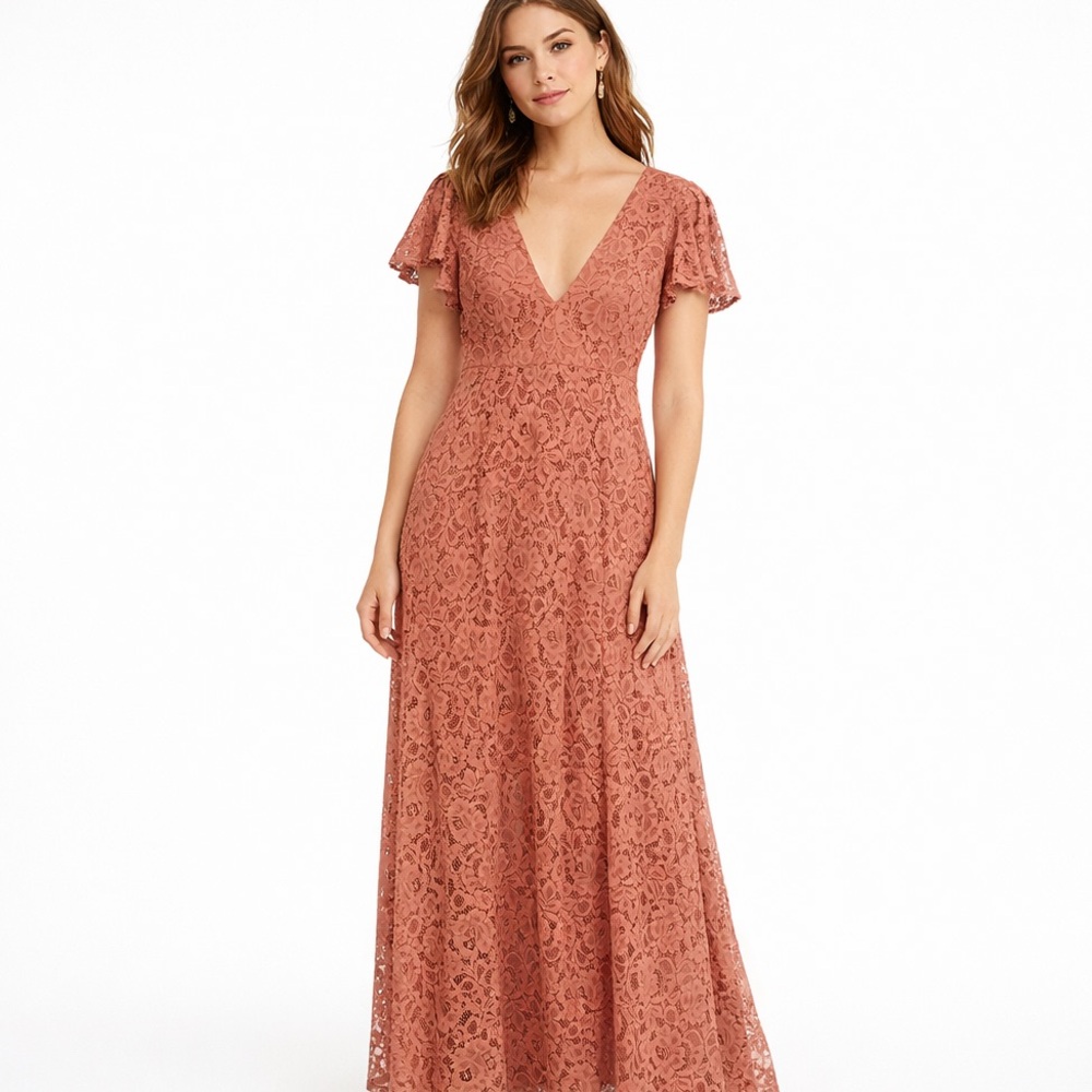 BHLDN Burnt Orange Lace Maxi Dress NWT Size 4